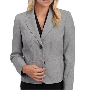 Kasper Women’s Blazer Jacket 16 Gray Two Button Career Work Wear Lined